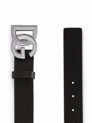Kožený pásek s přezkou Dolce & Gabbana černý