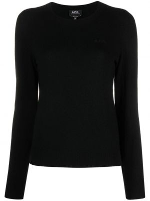 Vlnený sveter s výšivkou A.p.c. čierna