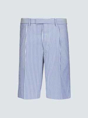Pantalones cortos de algodón a rayas Prada azul