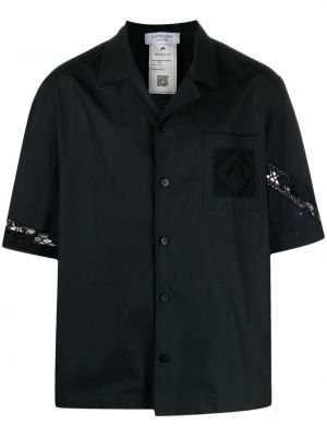 Bombažna lanena srajca Marine Serre črna