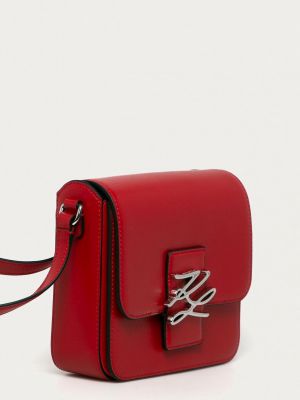 Torba na ramię skórzana Karl Lagerfeld czerwona