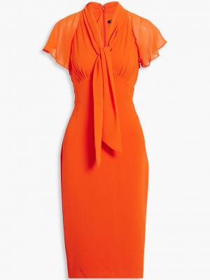 Шифоновое платье миди из крепа Badgley Mischka оранжевое