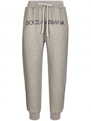 Bavlněné sportovní kalhoty s potiskem Dolce & Gabbana šedé