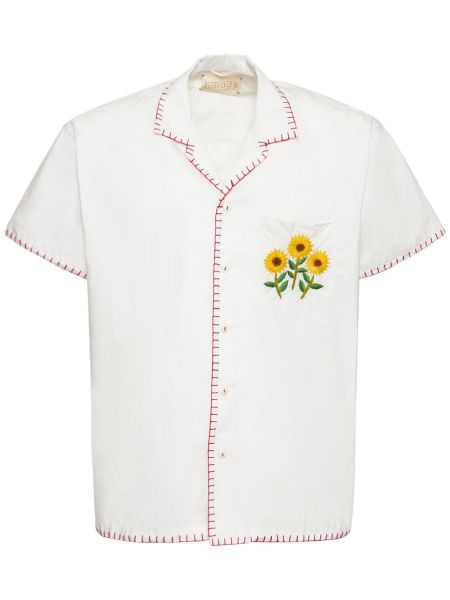 Bavlněná košile s výšivkou s kapsami Harago bílá