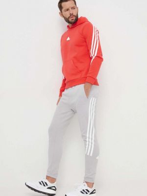 Bluza z kapturem z nadrukiem Adidas czerwona