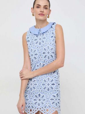 Haftowana sukienka mini bez rękawów w kwiatki Silvian Heach niebieska