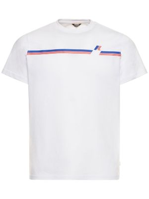 Pruhované bavlněné slim fit tričko K-way bílé