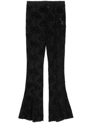 Φλοράλ παντελόνι με δαντέλα Andersson Bell μαύρο