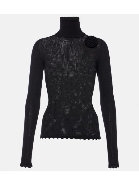 Blomstret ull turtleneck Blumarine svart