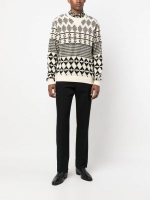 Sweter wełniany w paski żakardowy Saint Laurent