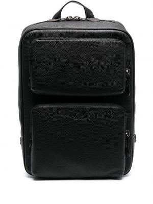 Kožni ruksak s džepovima Coach crna