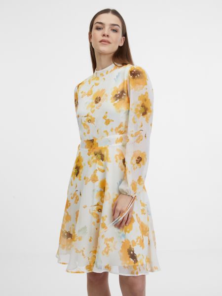 Obleka s cvetličnim vzorcem Orsay bela