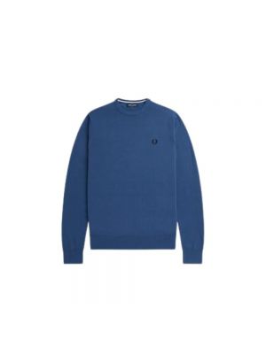 Sweter z okrągłym dekoltem Fred Perry niebieski