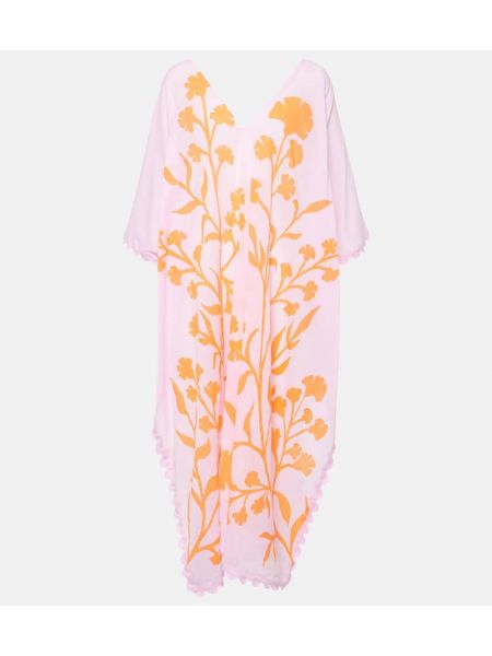 Robe mi-longue en coton à fleurs Juliet Dunn rose