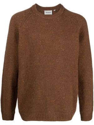 Памучен вълнен пуловер Carhartt Wip кафяво