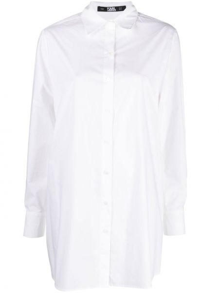 Długa koszula zapinane na guziki bawełniane klasyczne Karl Lagerfeld - biały