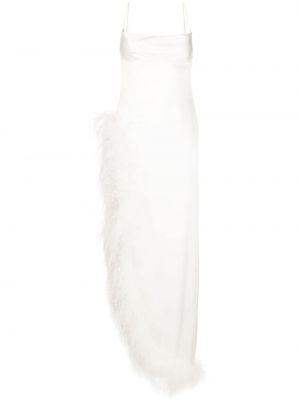 Vakarinė suknelė su plunksnomis Retrofete balta