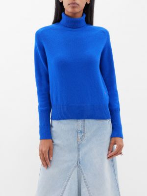 Шерстяной свитер с высоким воротником Victoria Beckham синий