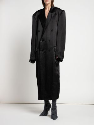 Palton din viscoză Balenciaga negru