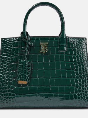 Kožená nákupná taška Burberry zelená