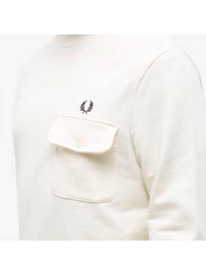 Пуховый свитшот на пуговицах с карманами Fred Perry белый