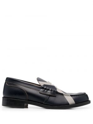 Skinn loafers med print College svart