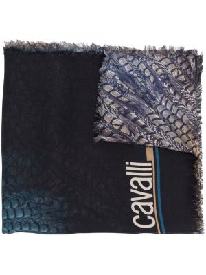 Копринен шал със змийски принт Roberto Cavalli синьо