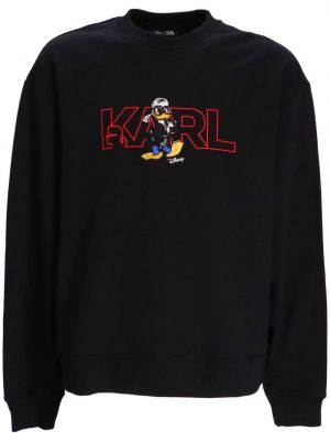 Sweatshirt med broderi Karl Lagerfeld svart