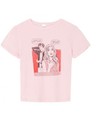 Памучна тениска с принт Re/done розово