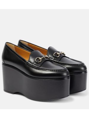 Pantofi loafer din piele cu platformă Gucci negru