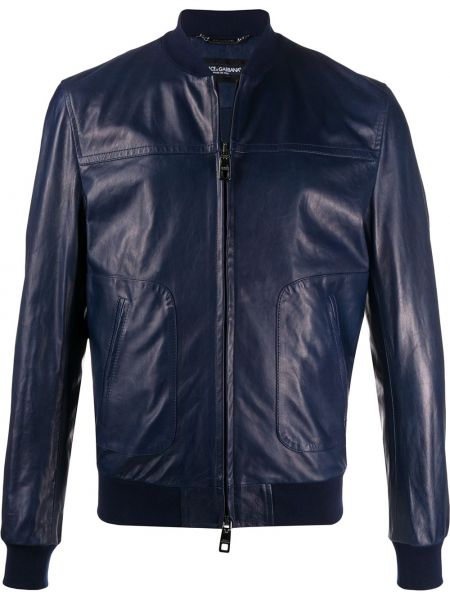 Chaqueta bomber de cuero Dolce & Gabbana azul