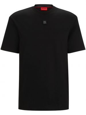Βαμβακερή μπλούζα Hugo μαύρο