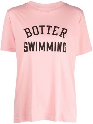 Raštuotas medvilninis marškinėliai Botter rožinė