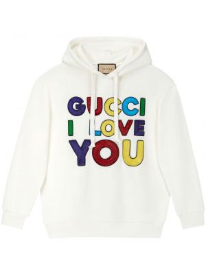 Pailletten hoodie mit print Gucci weiß