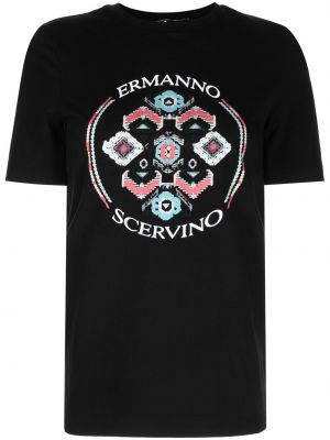 Slim fit priliehavé tričko Ermanno Scervino čierna
