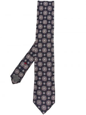 Cravată de mătase cu model floral Brunello Cucinelli albastru