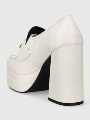 Pantofi cu toc din piele cu toc Karl Lagerfeld alb