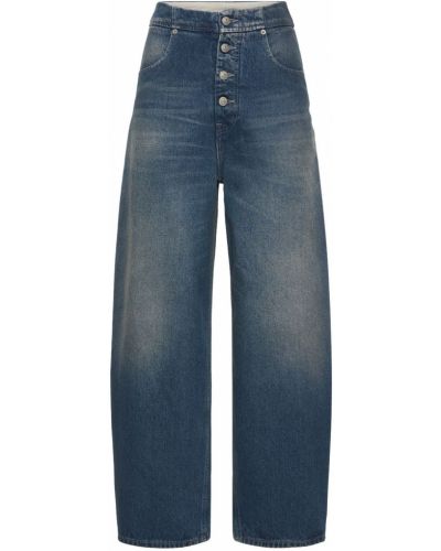 Bavlnené džínsy s rovným strihom s vysokým pásom Mm6 Maison Margiela modrá