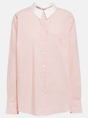 Памучна риза на райета Acne Studios розово