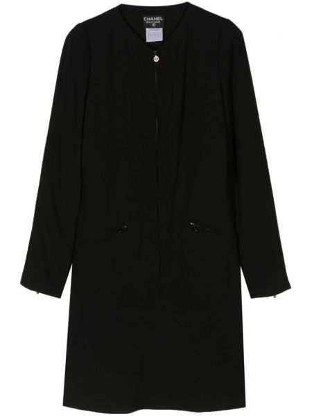 Cipzáras gyapjú ruha Chanel Pre-owned fekete