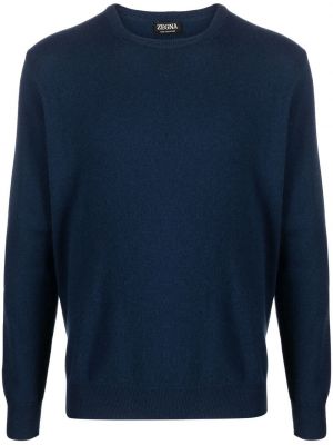 Kašmírový sveter s okrúhlym výstrihom Zegna modrá
