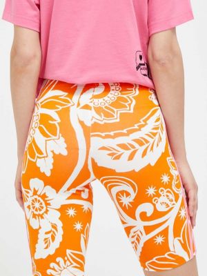 Pantaloni cu talie înaltă Adidas portocaliu