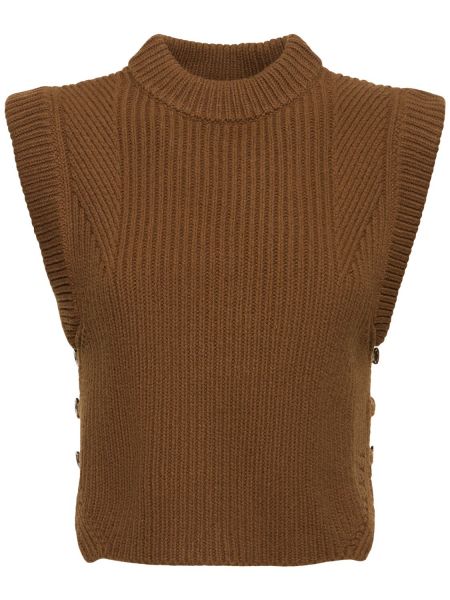 Veste en laine sans manches en tricot Soeur marron