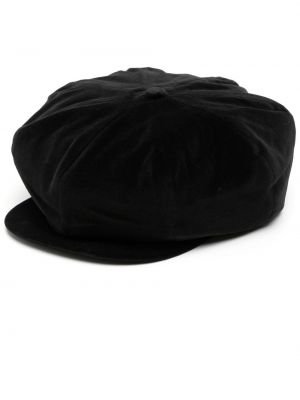 Кадифена шапка с козирки Yohji Yamamoto черно
