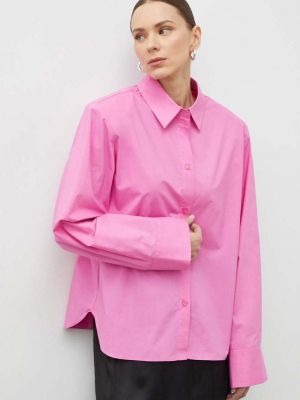 Koszula bawełniana relaxed fit Gestuz różowa