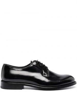 Pantofi derby cu șireturi din piele din dantelă D4.0 negru