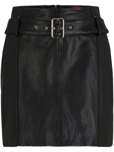Kožená sukňa Hugo čierna