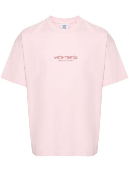 Medvilninis marškinėliai Vetements rožinė