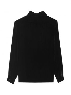 Samt bluse mit v-ausschnitt Saint Laurent schwarz