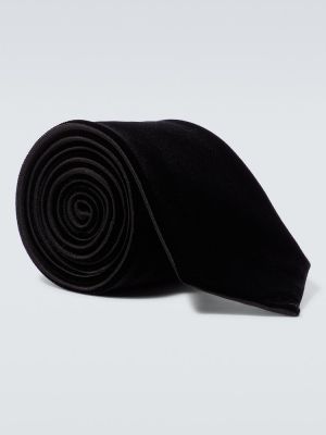 Кадифена копринена вратовръзка Giorgio Armani черно